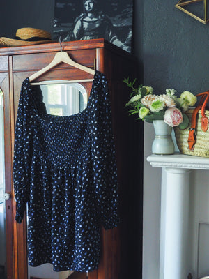 Dark Floral Smock Dress