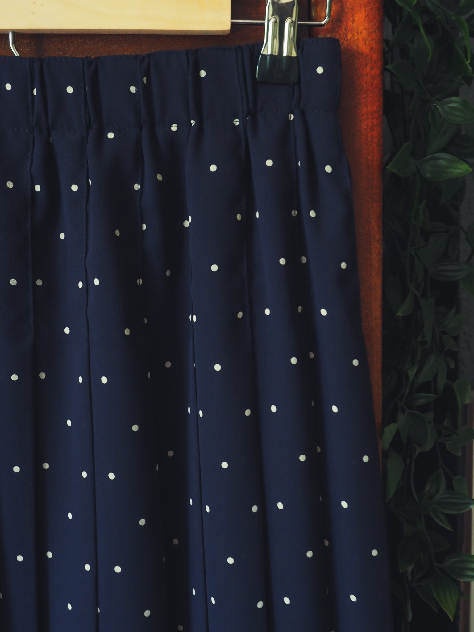 Vintage Navy Polka Dot Midi Skirt