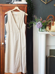Linen Cotton Empire-Waist Maxi Dress
