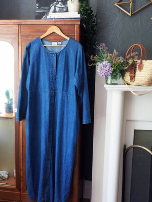 90s L.L. Bean Denim Button-Front Maxi Dress