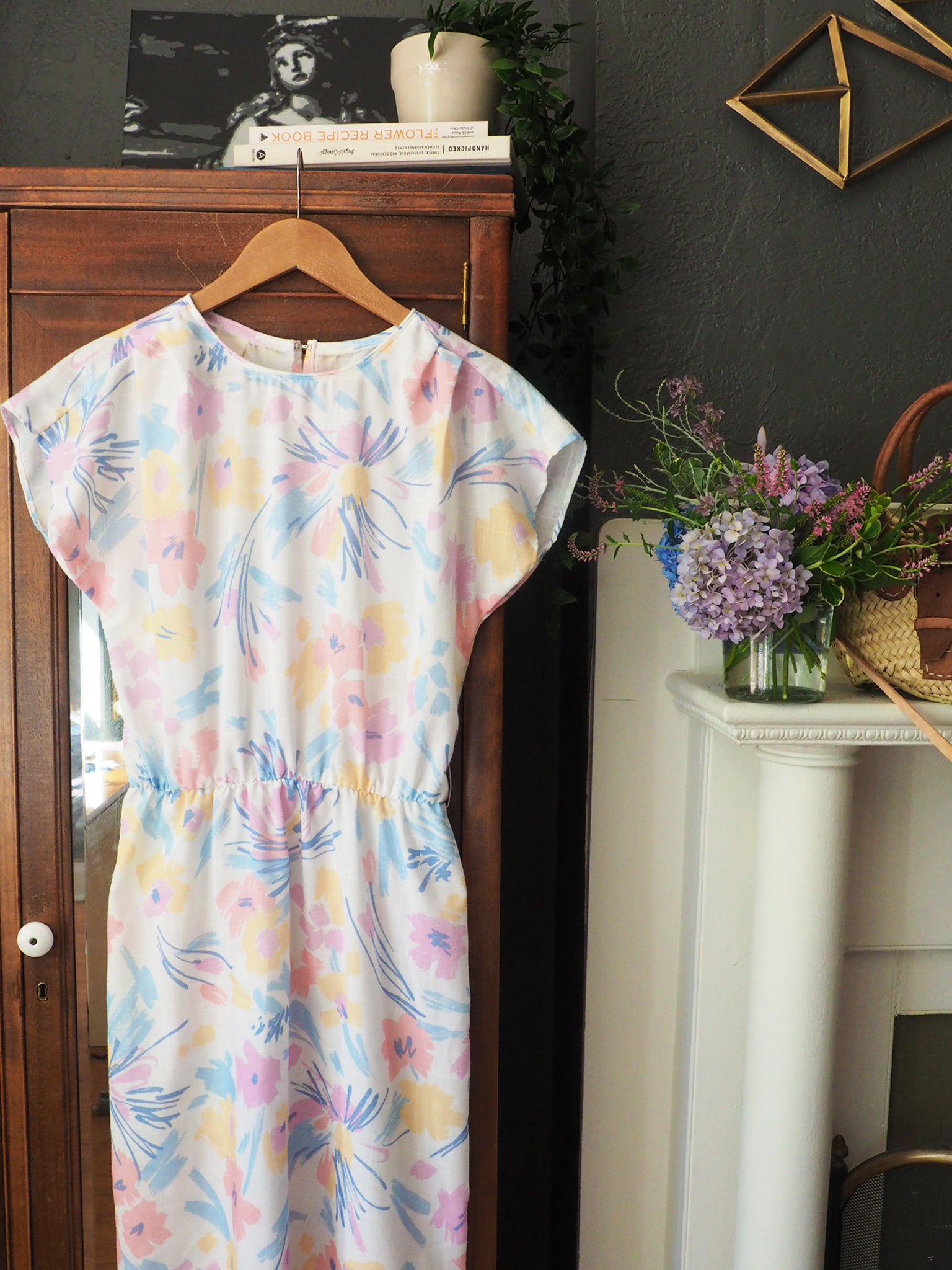 80s Pastel Abstract Floral Sundress
