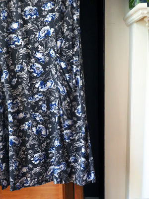 90s Gray Floral Short-Sleeve Dress
