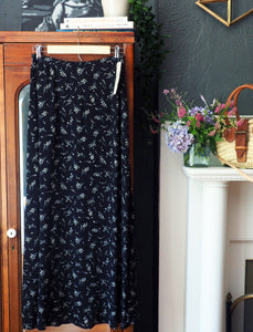 90s Dark Floral Maxi Skirt