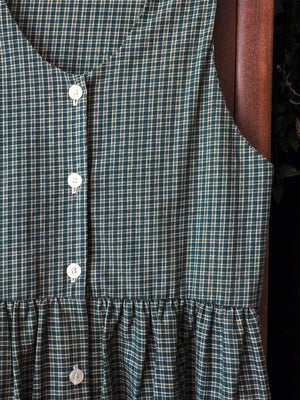90s Green Plaid Button Front Jumper
