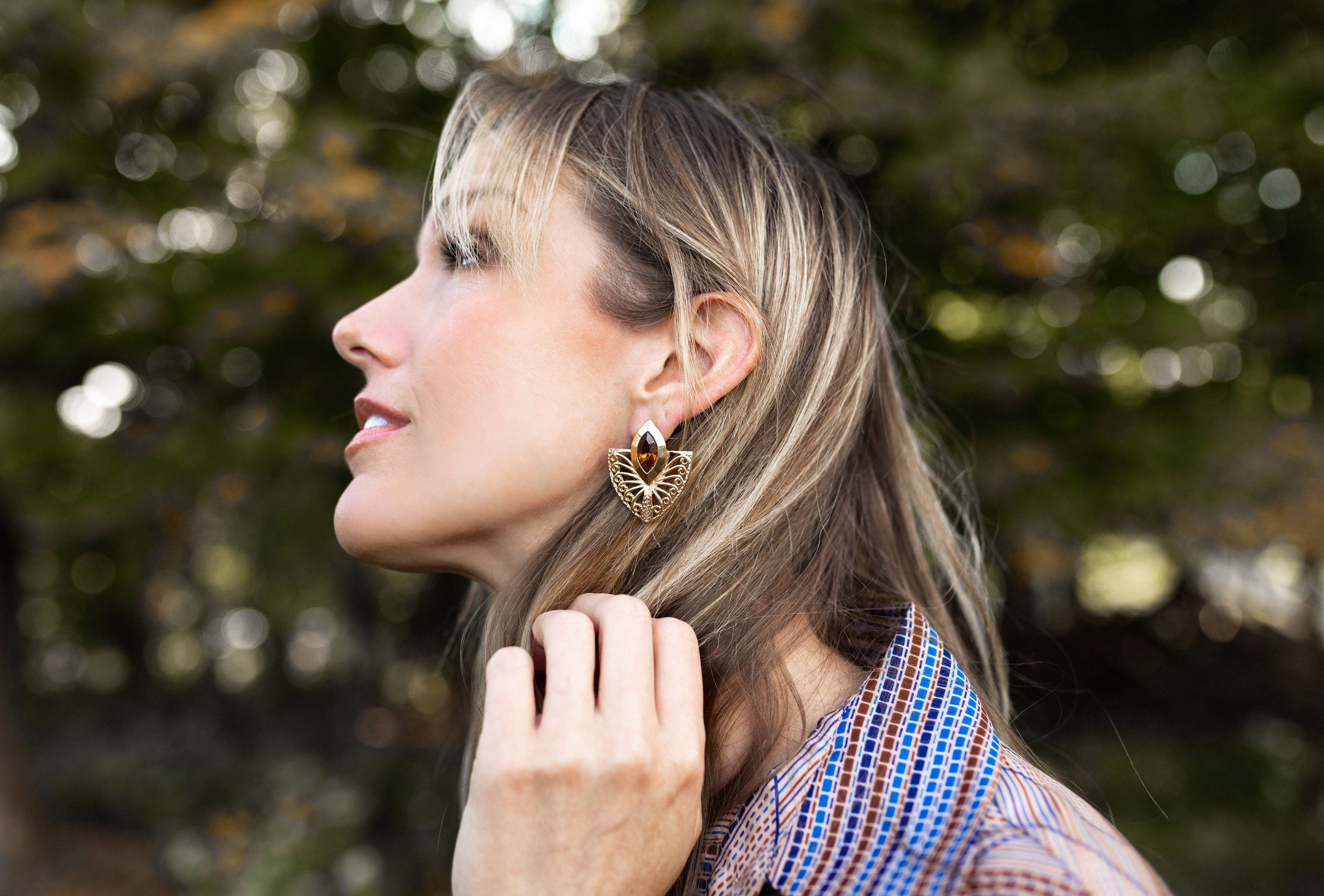 Vintage Brass Jewel Statement Earrings