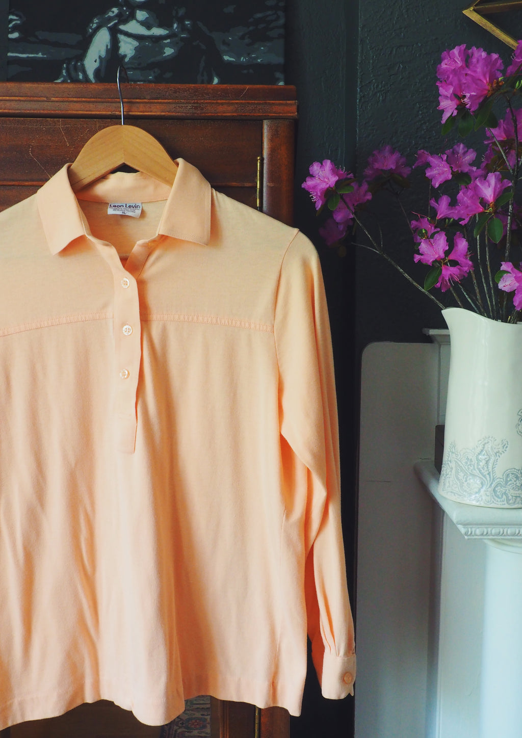 Vintage Peach Collard Blouse