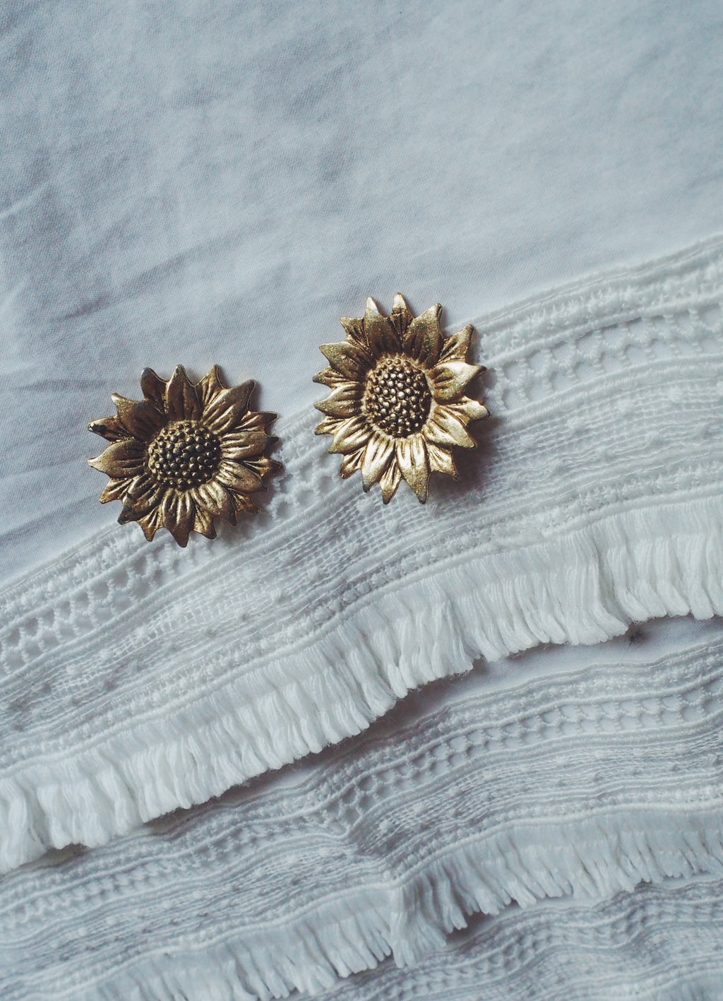 Vintage Brass Sunflower Clip-Ons