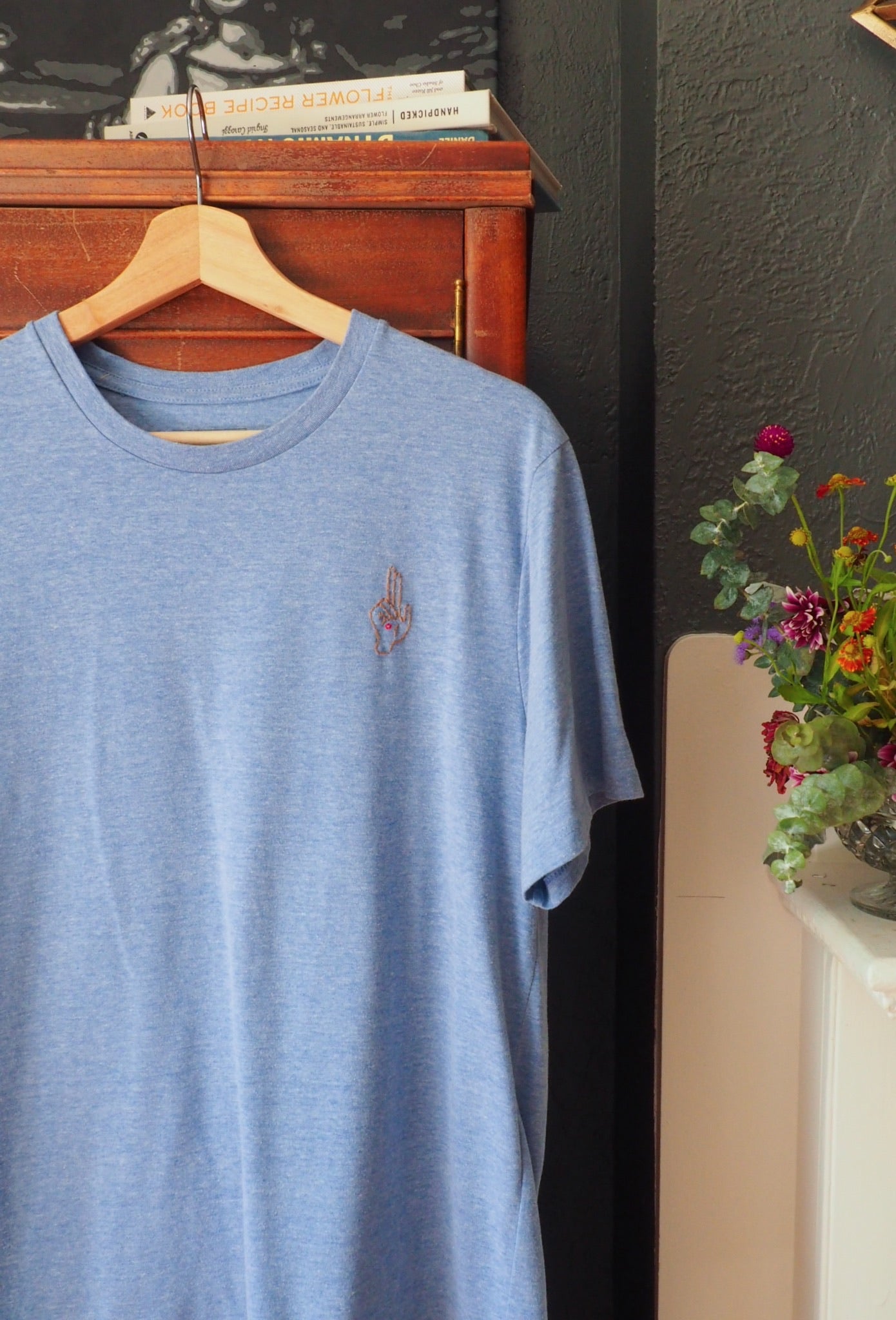 Thrifted & Threaded Wounded Healer T in Sky Blue