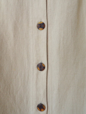 Linen Blend Button Front Midi Skirt