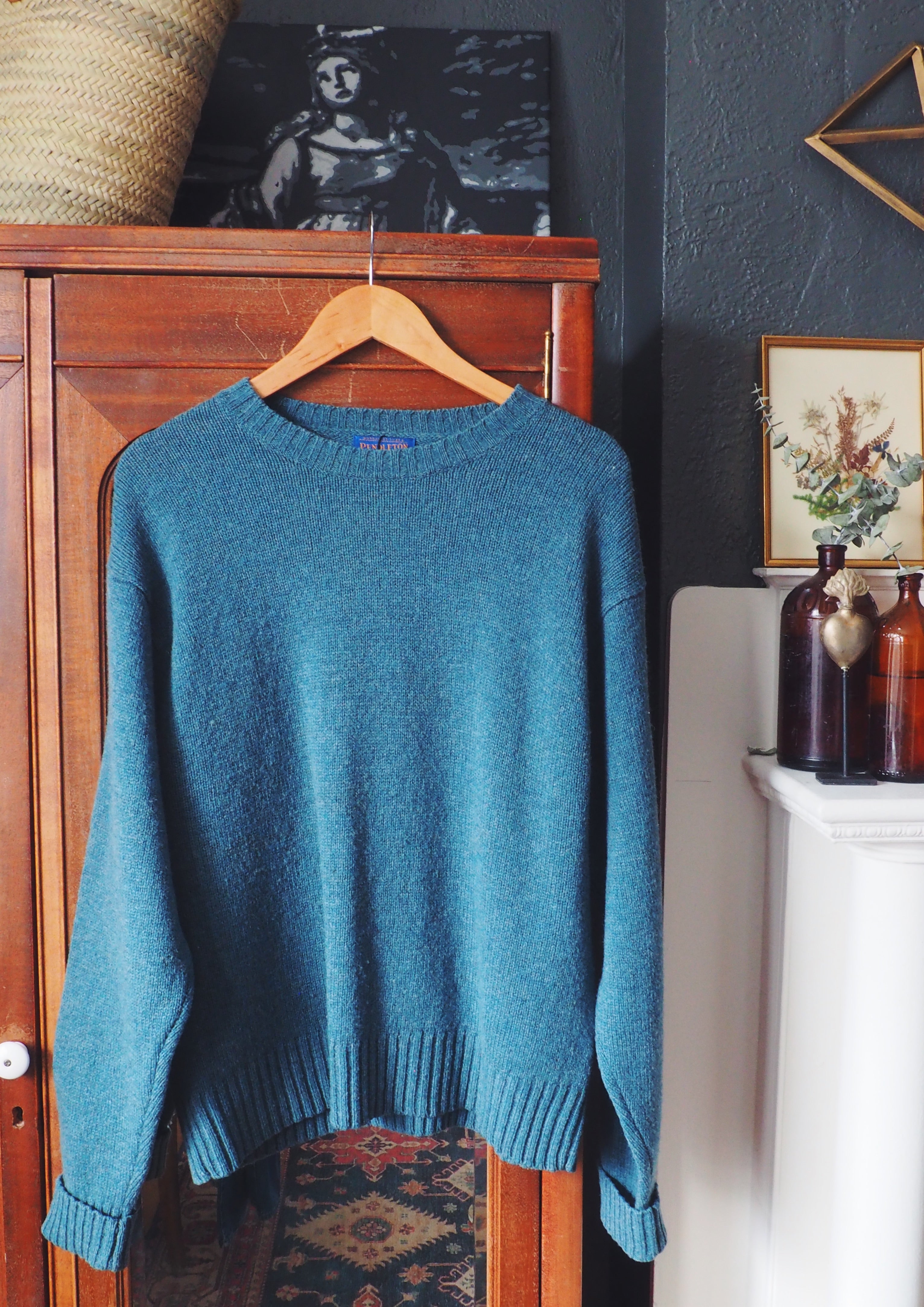 100% Wool Teal Pendleton Crewneck Sweater