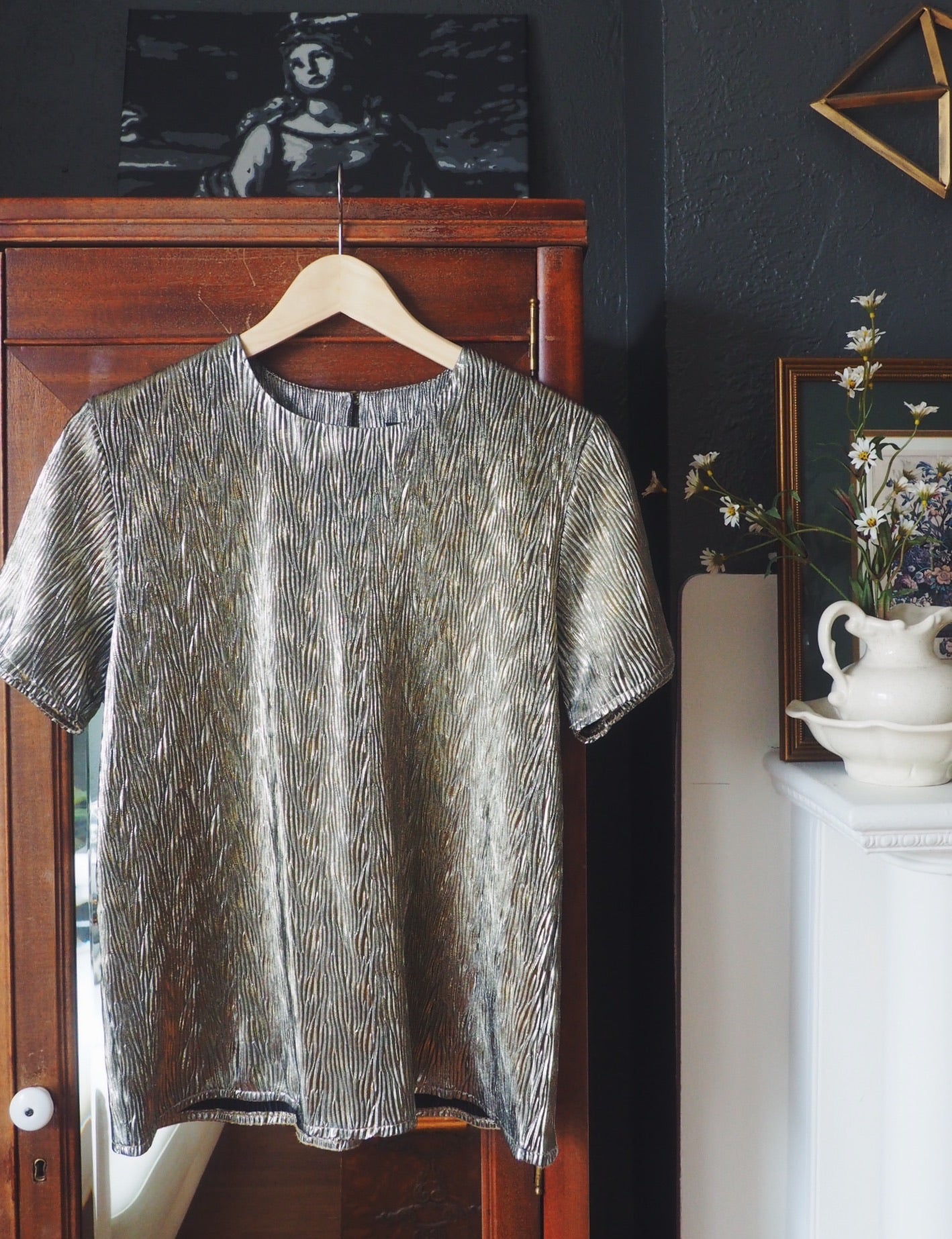 Vintage Cool Light Gold Metallic Top