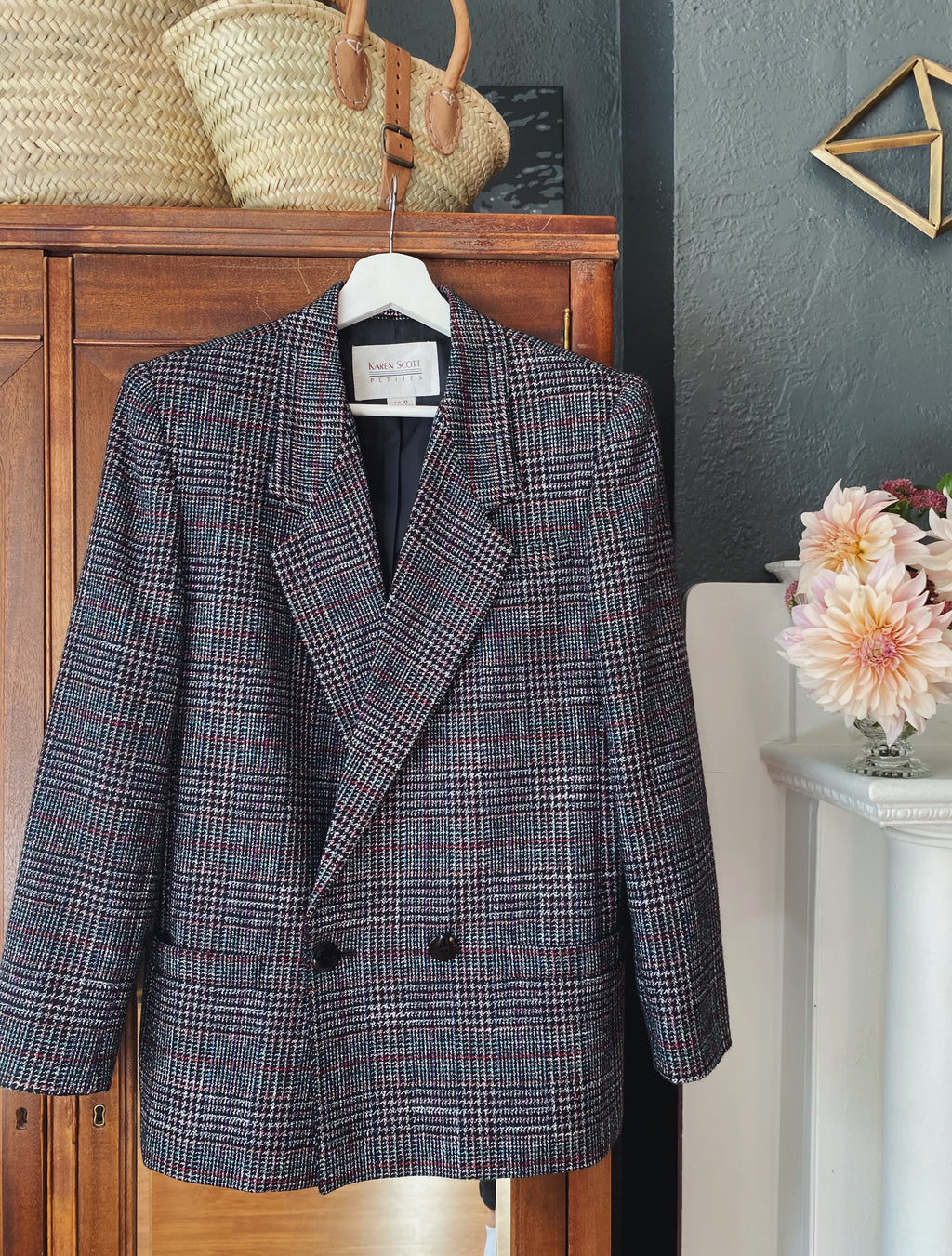 80s Plaid Double Breasted Blazer