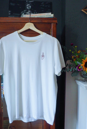 Thrifted & Threaded Wounded Healer T in White