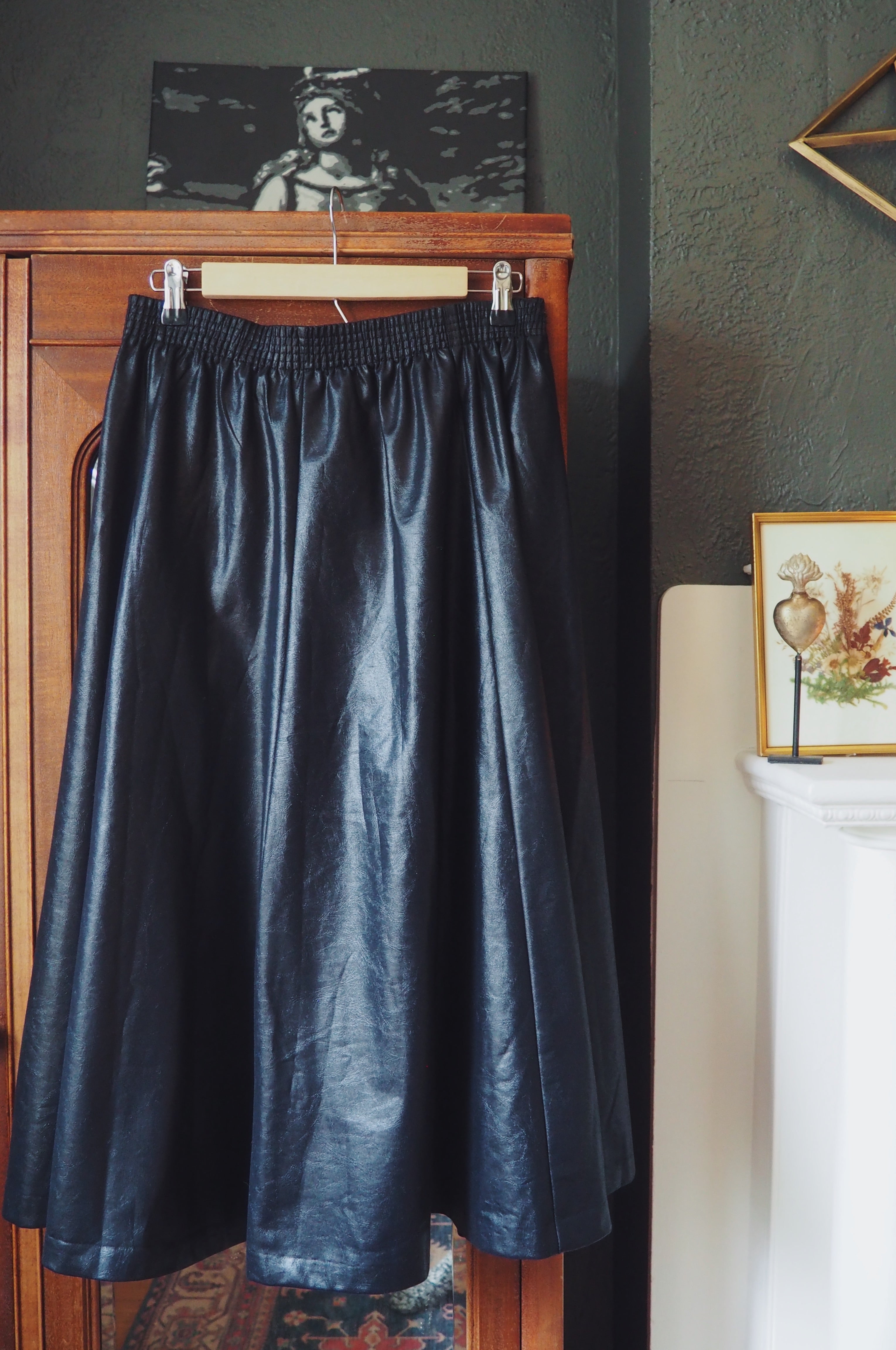 Faux Leather Lightweight Midi Skirt