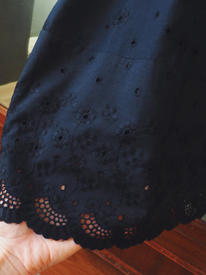 Vintage Black Eyelet Midi Dress