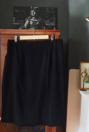 Vintage Black Suede Midi Skirt
