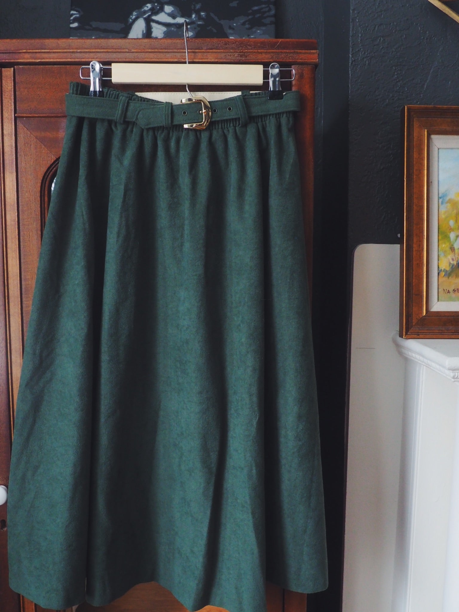 Vintage Forest Green A-Line Midi