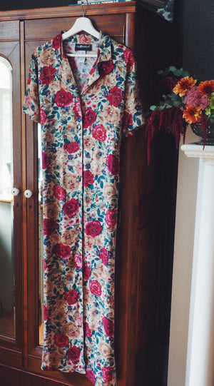 Vintage Floral Button Down Maxi Dress