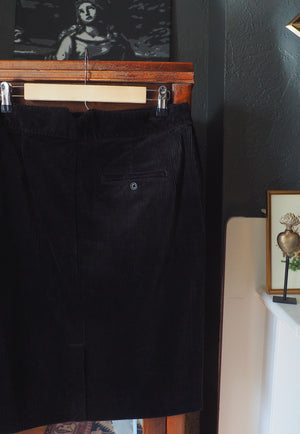 Corduroy Black Pencil Skirt