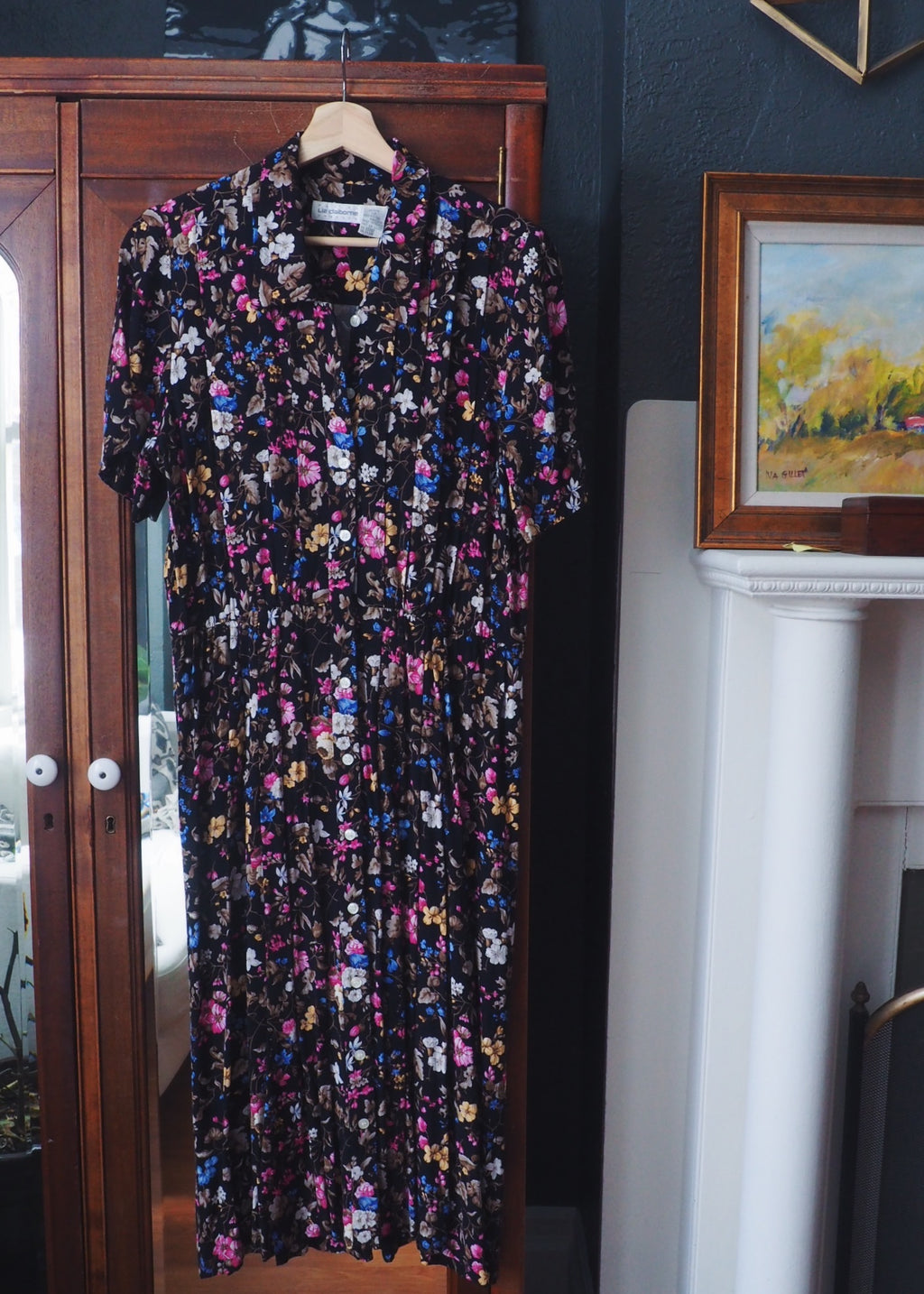 Vintage Floral Button Front Dress