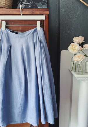 Talbots Linen/Cotton Chambray Pleated Skirt