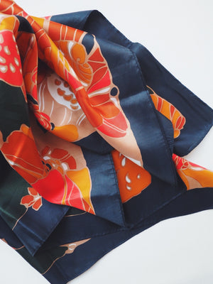 Vintage Floral Navy Scarf