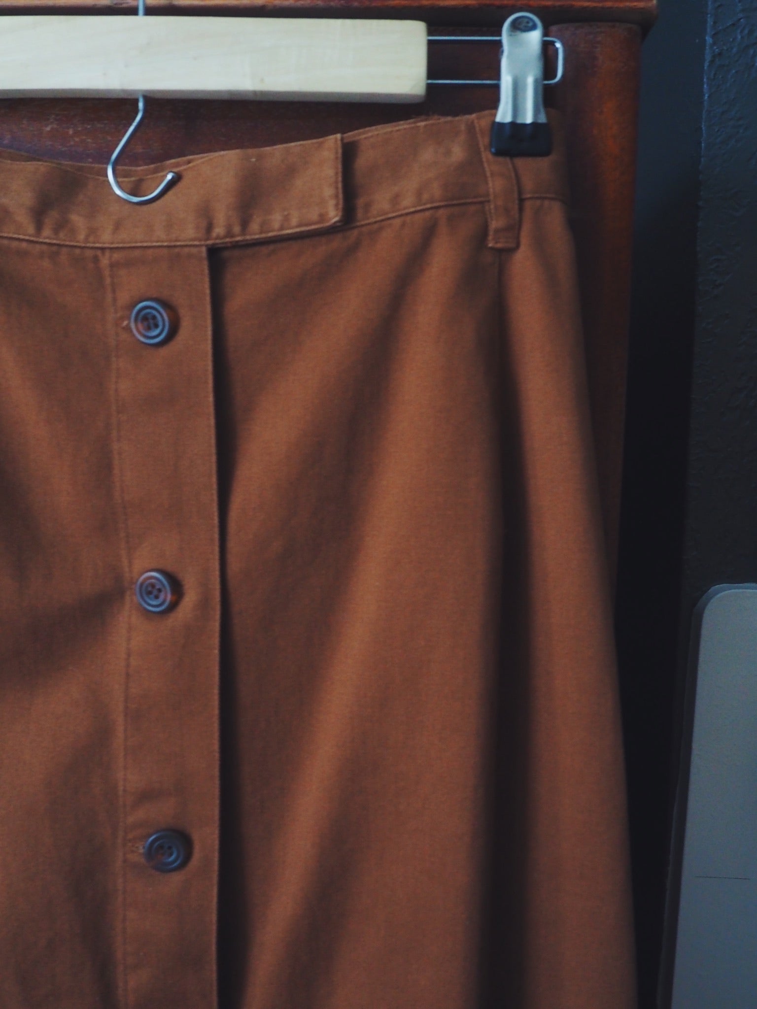 Plus Size Vintage Cotton Button Front Midi Skirt