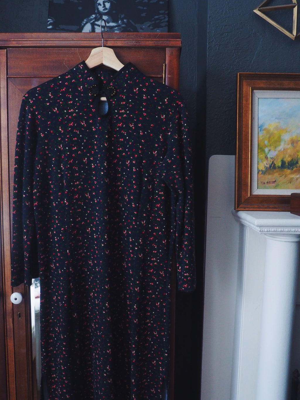 Vintage Navy Floral Cotton Dress