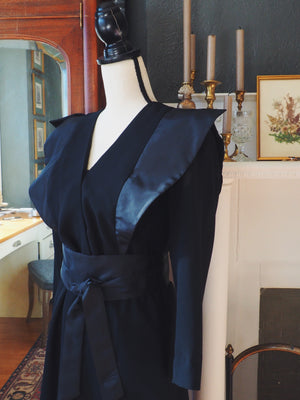 Vintage Black Kimono Belted Dress