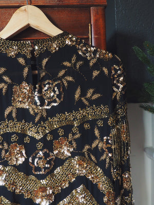 Vintage 100% Silk Gold Beaded Blouse
