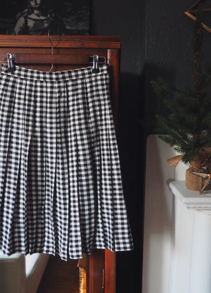 Vintage Houndstooth Pleated Skirt