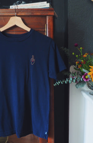 Thrifted & Threaded Wounded Healer T in Navy