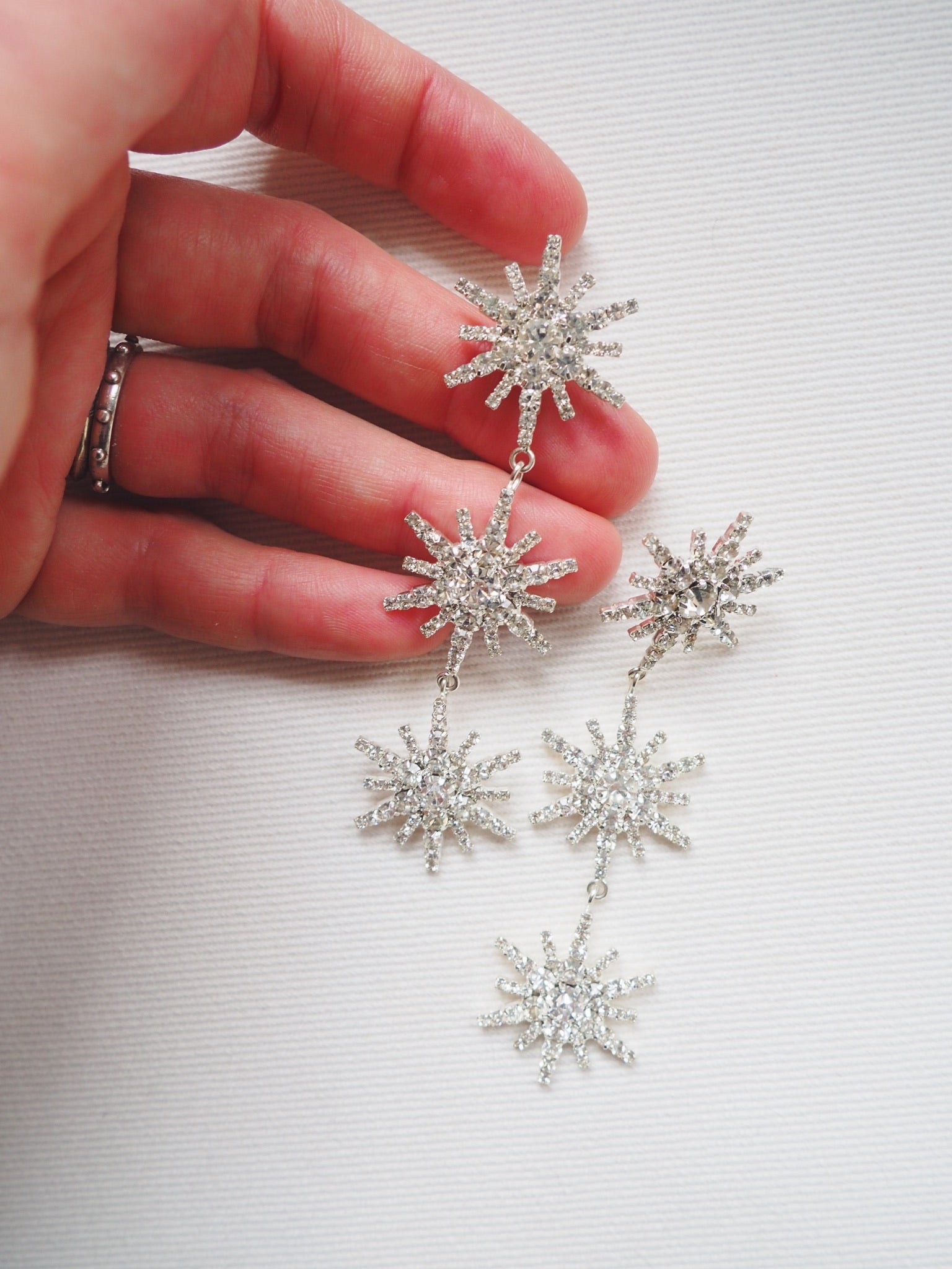 Crystal Snowflake Statement Earrings