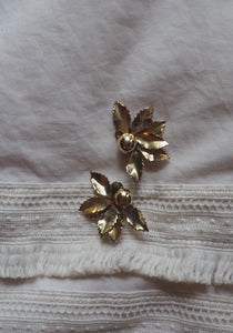 Vintage Foliage Brass Clip-On Earrings