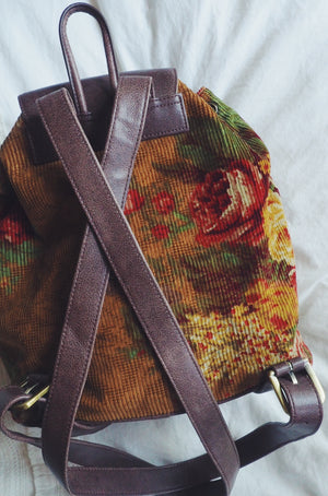 Floral Corduroy Backpack