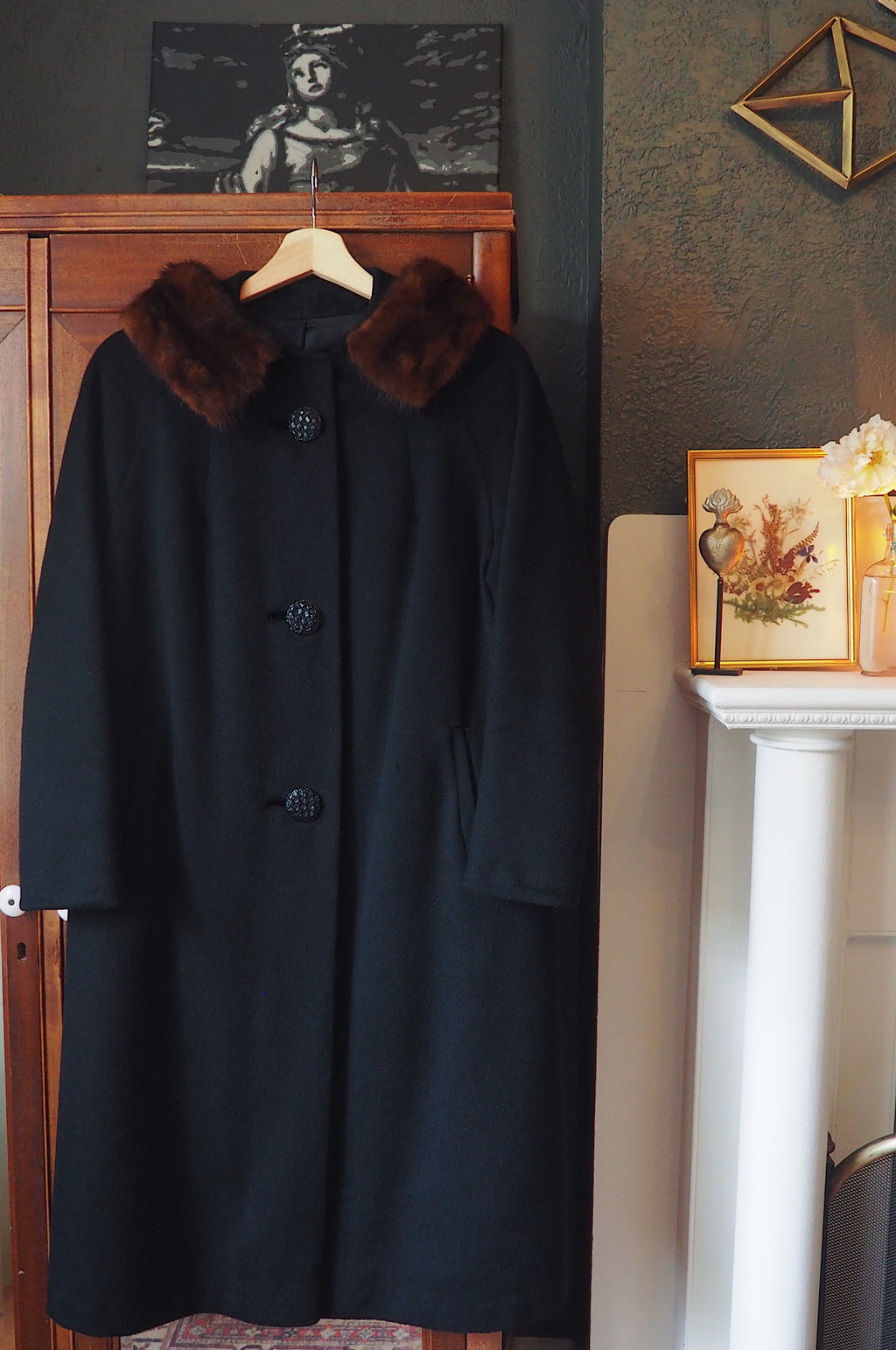 60s Fur Collar Winter Coat