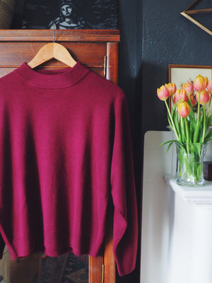 Vintage Burgundy Mockneck Sweater