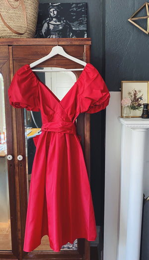Vintage Red Taffeta A-line Statement Dress