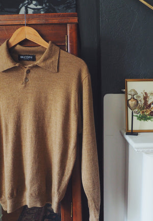 Caramel Wool Collared Men's Sweater