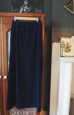 Royal Blue Velvet Maxi Skirt
