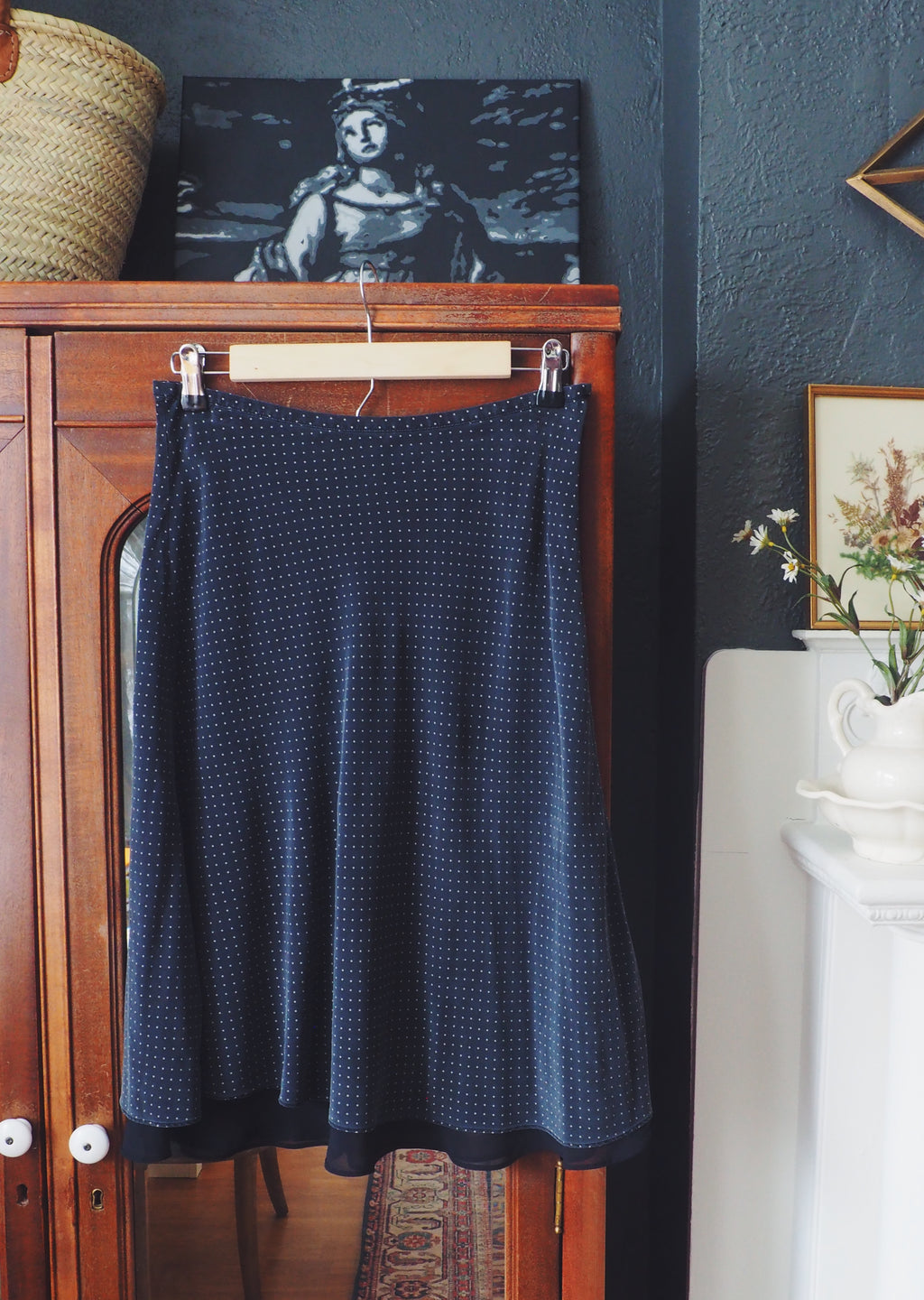 100% Silk Polka Dot A-Line Skirt