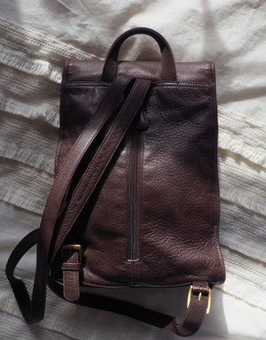 90s Chocolate Brown Leather Back Pack