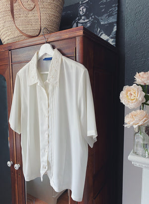 Vintage Karen Scott Cream-Tone Boxy Blouse