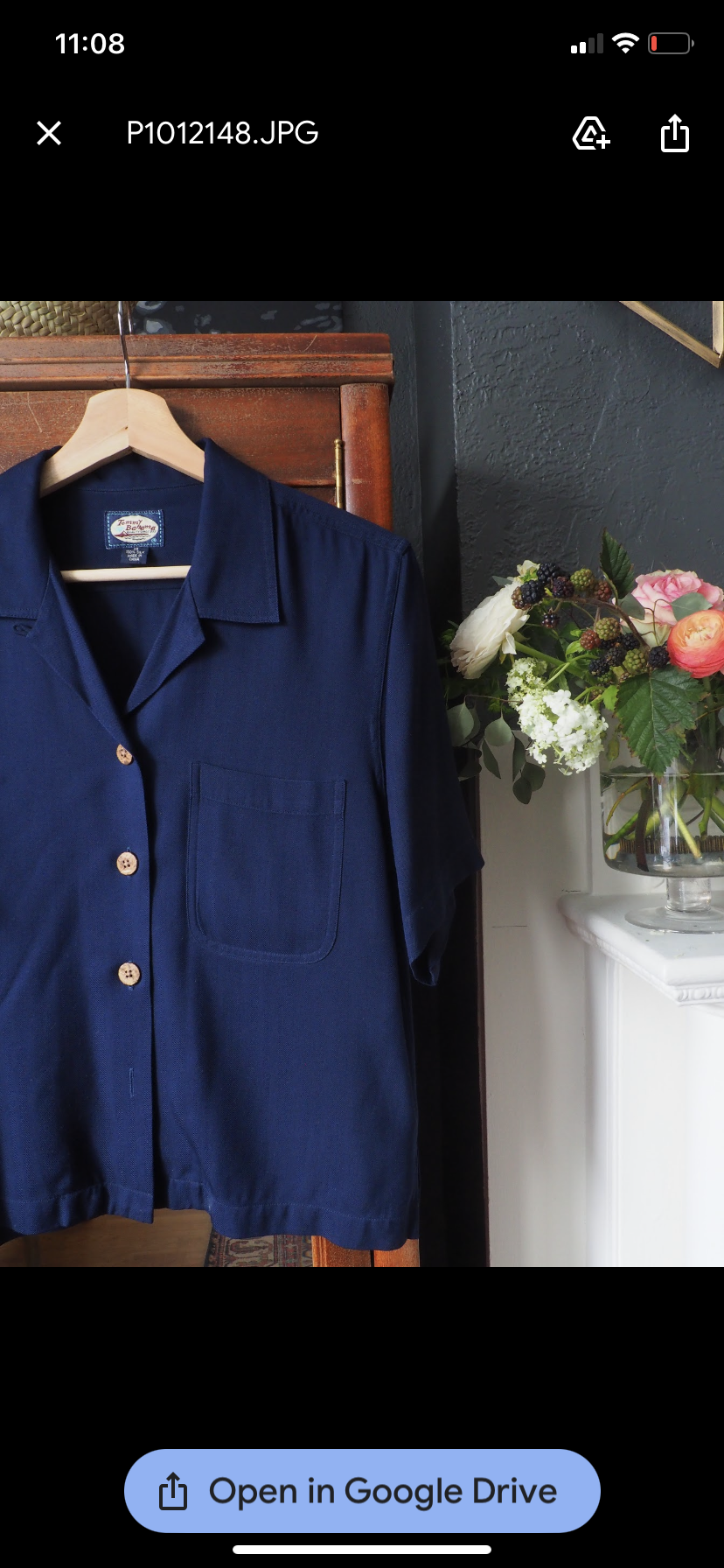 Pure Silk Navy Boxy Button Down Blouse