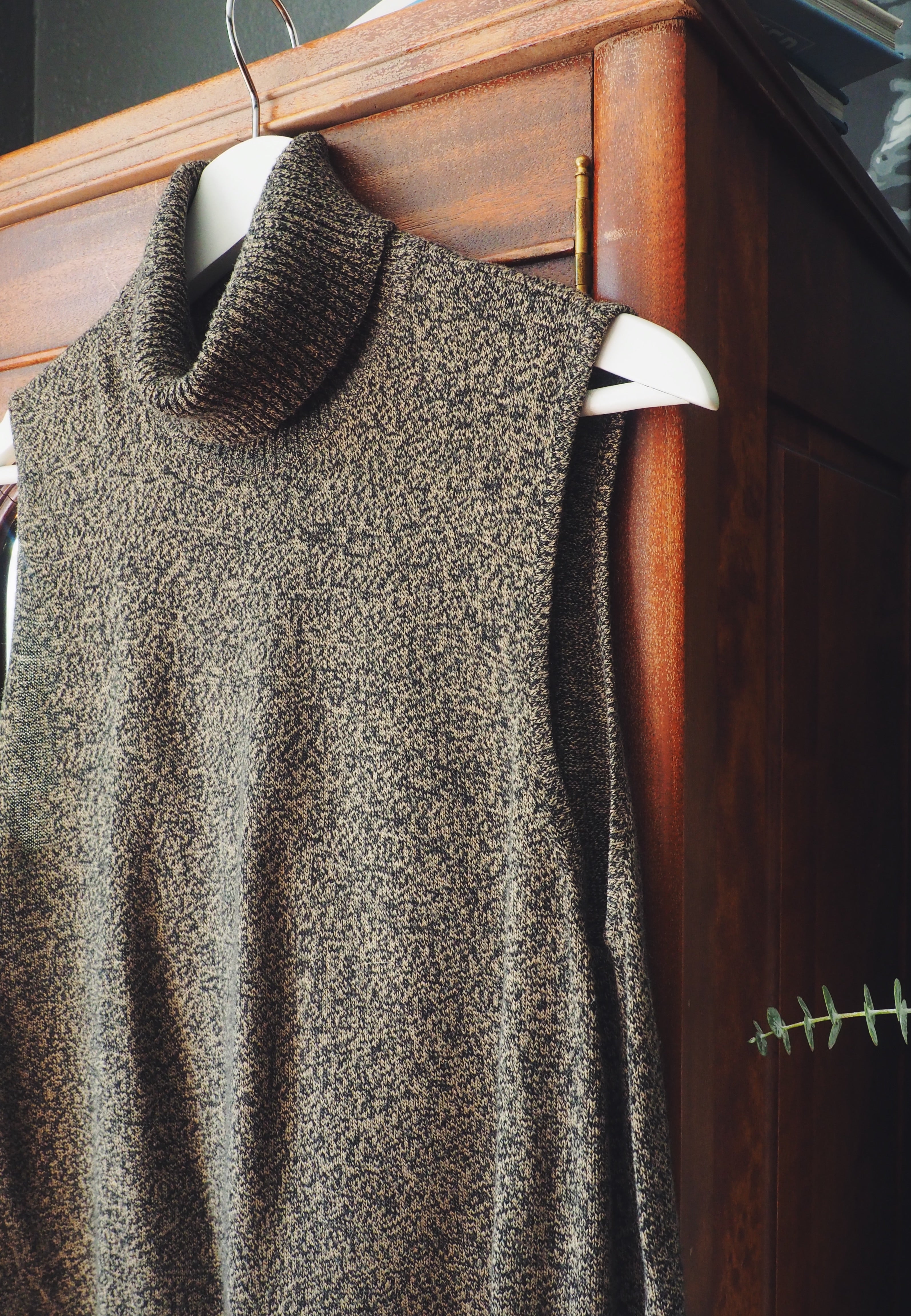Heather Brown Sleeveless Turtleneck Sweater