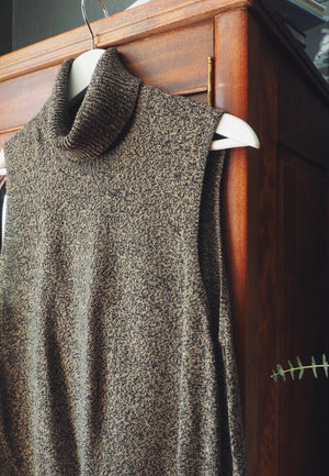 Heather Brown Sleeveless Turtleneck Sweater