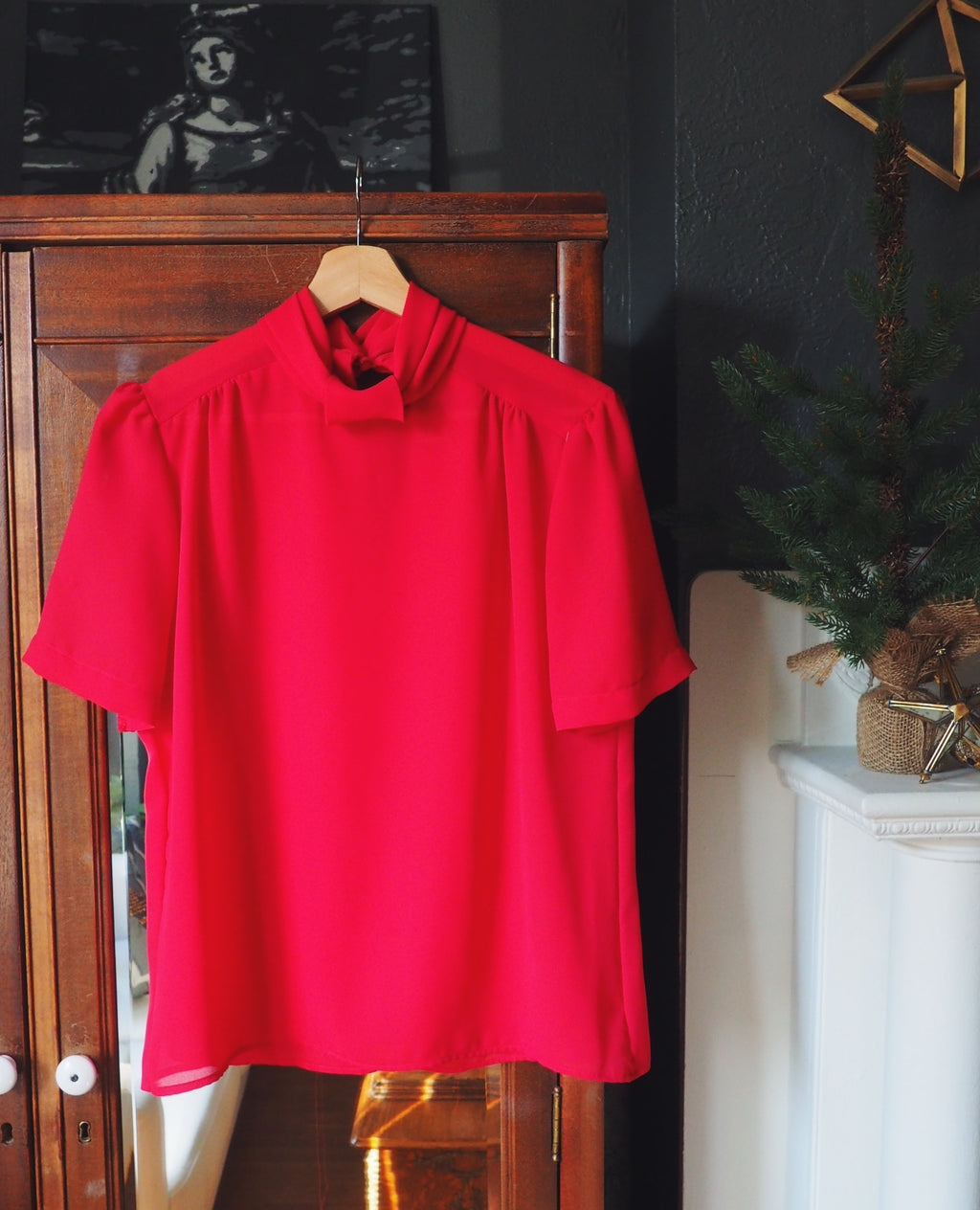 Vintage Cherry Red Blouse