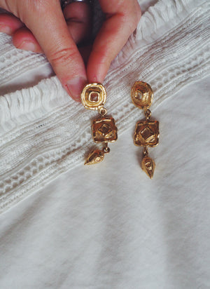 Modern Brass Abstract Dangle Earrings
