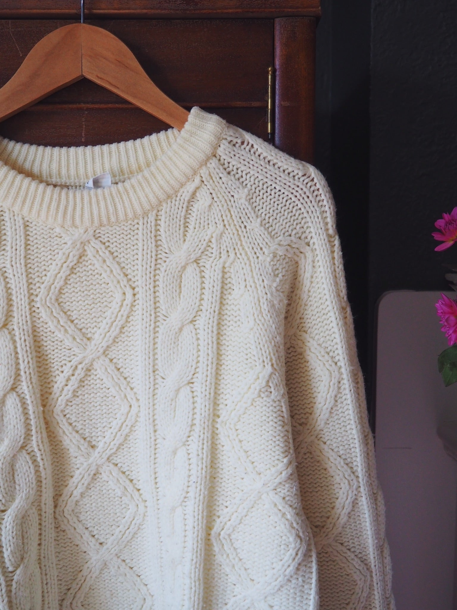Vintage Cream Cableknit Sweater