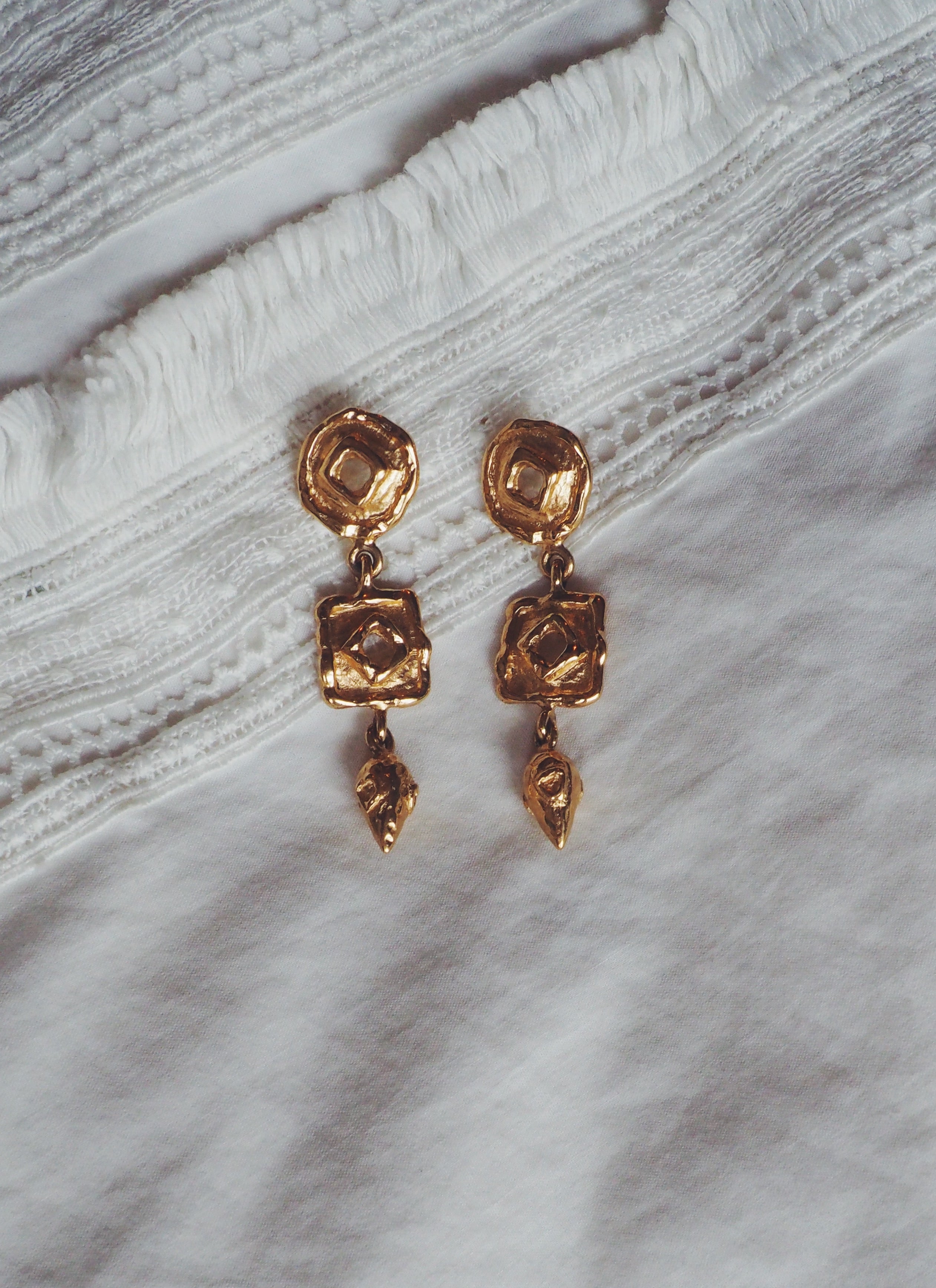 Modern Brass Abstract Dangle Earrings